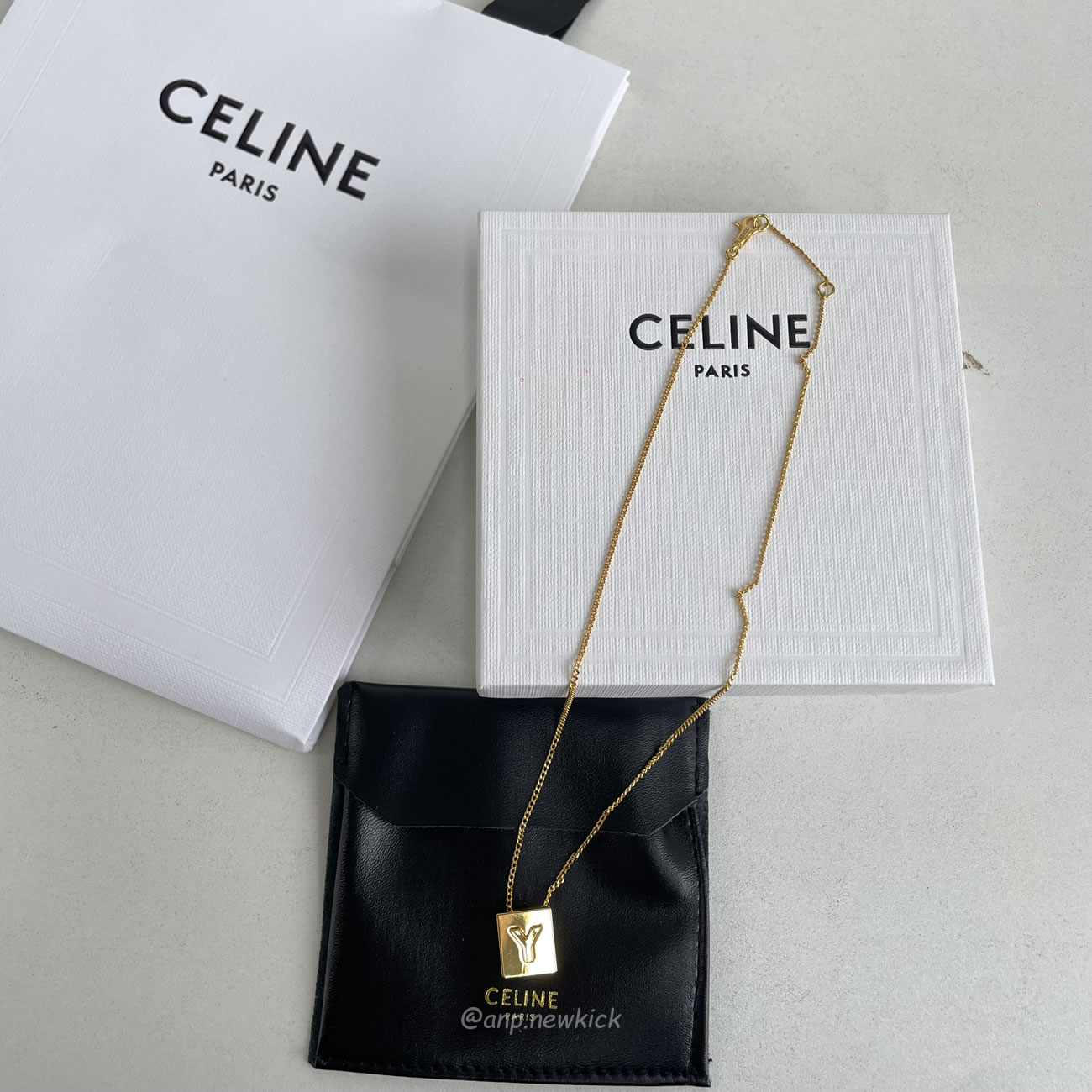 Celine Gold Brass Alphabet Y Neck Chain (6) - www.newkick.vip